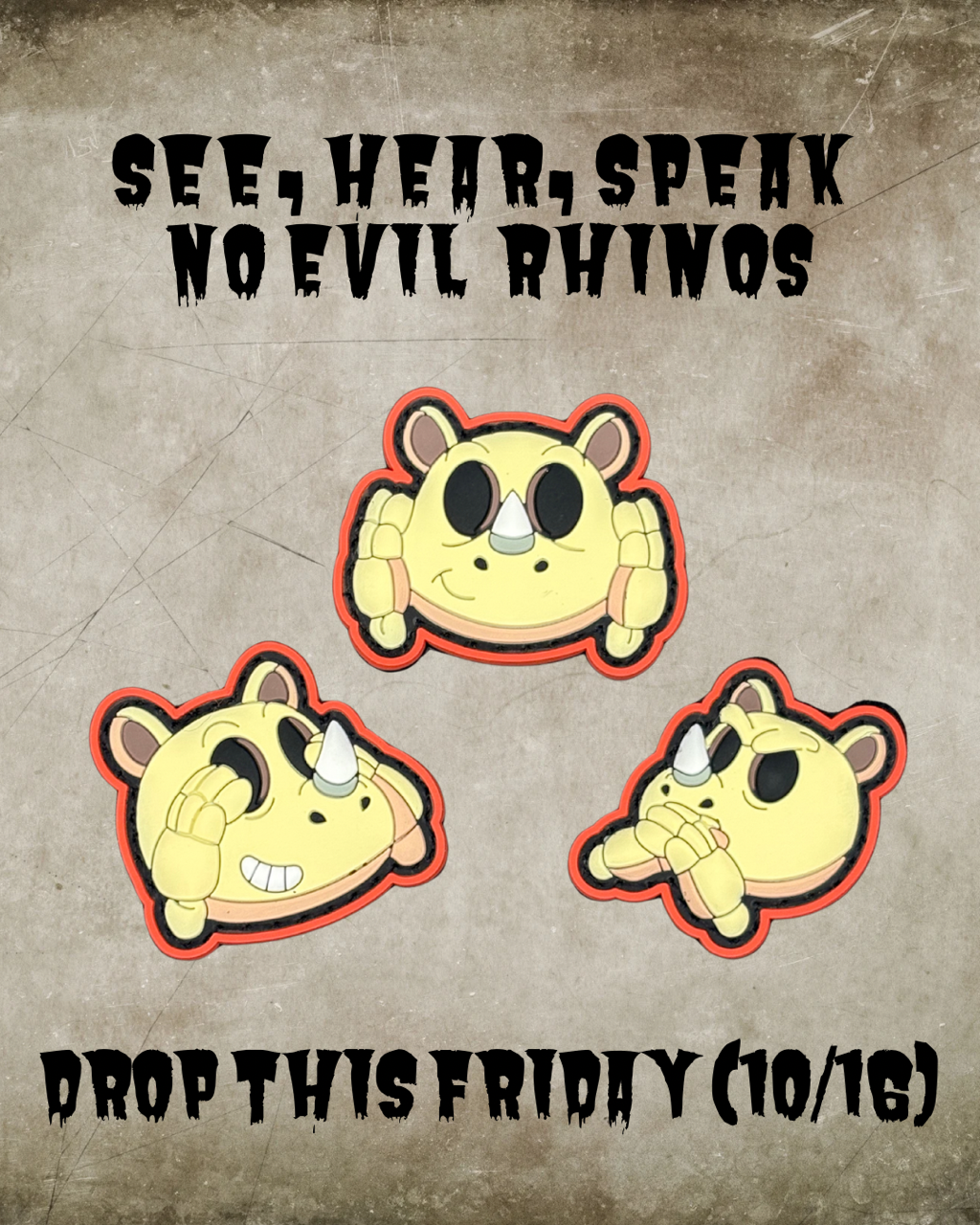 SEE, HEAR, SPEAK NO EVIL KID RHINOS